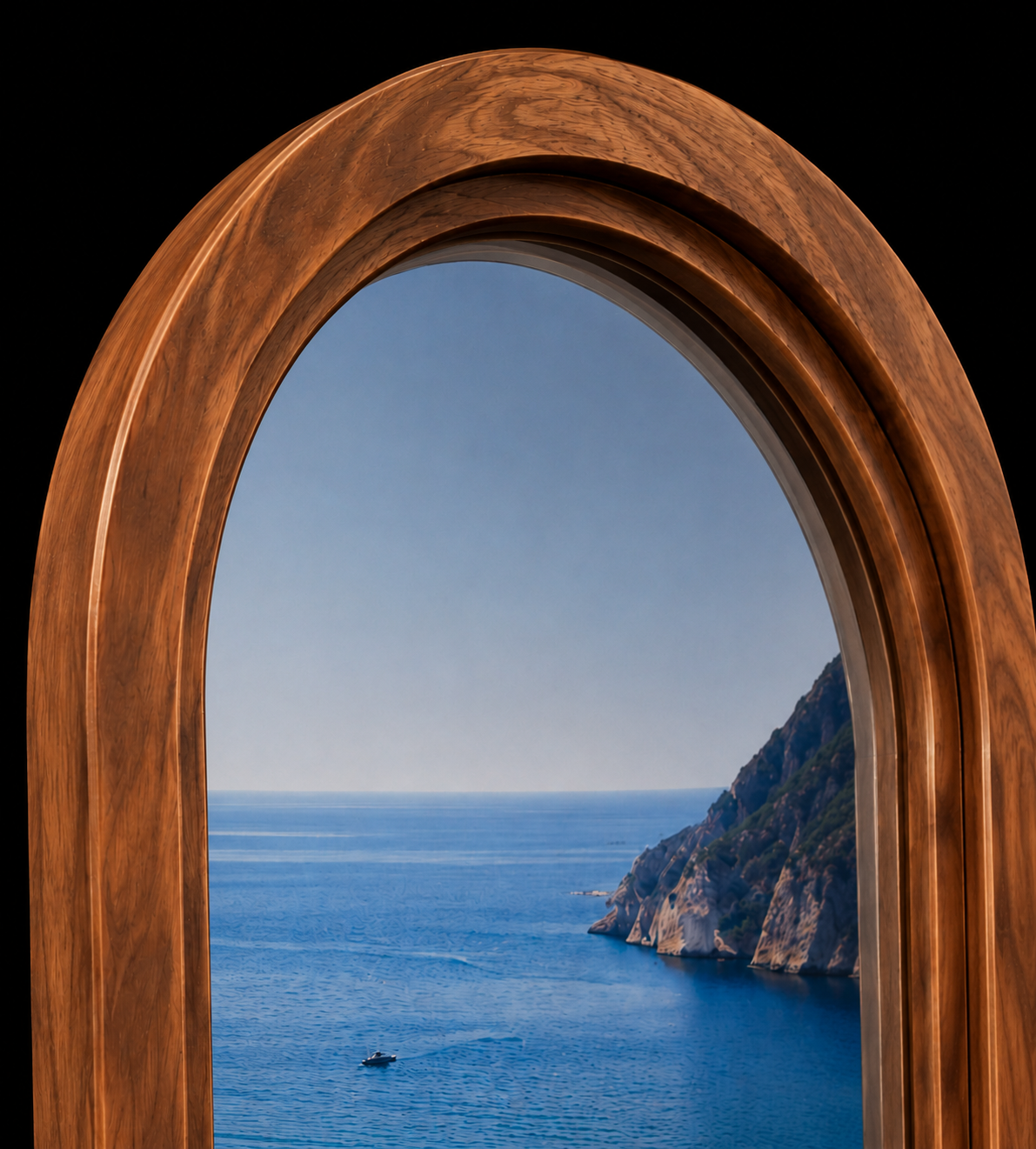 Close-up of hand-finished wood grain on the frame